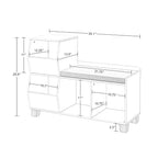 Banc de rangement pour enfants avec étagères de rangement pour jouets et siège rembourré pour coin lecture et salle de jeux, blanc