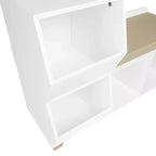 Banc de rangement pour enfants avec étagères de rangement pour jouets et siège rembourré pour coin lecture et salle de jeux, blanc