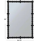 Miroir avec cadre à chevilles et perles de bois chic, noir