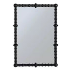 Miroir avec cadre à chevilles et perles de bois chic, noir