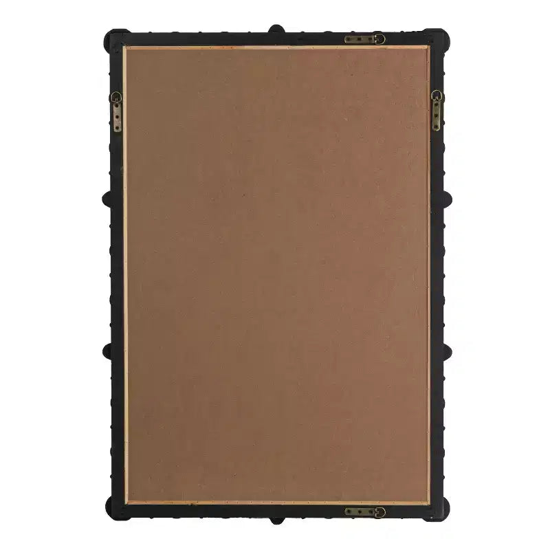 Miroir avec cadre à chevilles et perles de bois chic, noir