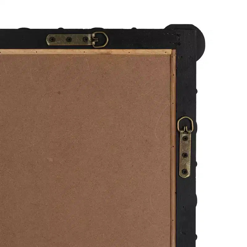 Miroir avec cadre à chevilles et perles de bois chic, noir