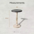 Table d'appoint à piédestal avec plateau pour boissons, lampes ou plantes, style ferme et rustique pour salon ou chambre à coucher, plateau noir sur cadre blanc