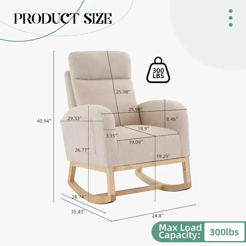 Fauteuil à bascule avec repose-pieds, fauteuils à bascule de chambre d'enfant à dossier haut, fauteuil à bascule planeur avec poche, fauteuil d'allaitement pour salon