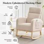 Fauteuil à bascule avec repose-pieds, fauteuils à bascule de chambre d'enfant à dossier haut, fauteuil à bascule planeur avec poche, fauteuil d'allaitement pour salon