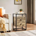 Table de chevet moderne, Table d'appoint avec tiroir pour salon ou chambre à coucher, Verre trempé, Gris