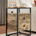 Table de chevet moderne, Table d'appoint avec tiroir pour salon ou chambre à coucher, Verre trempé, Gris