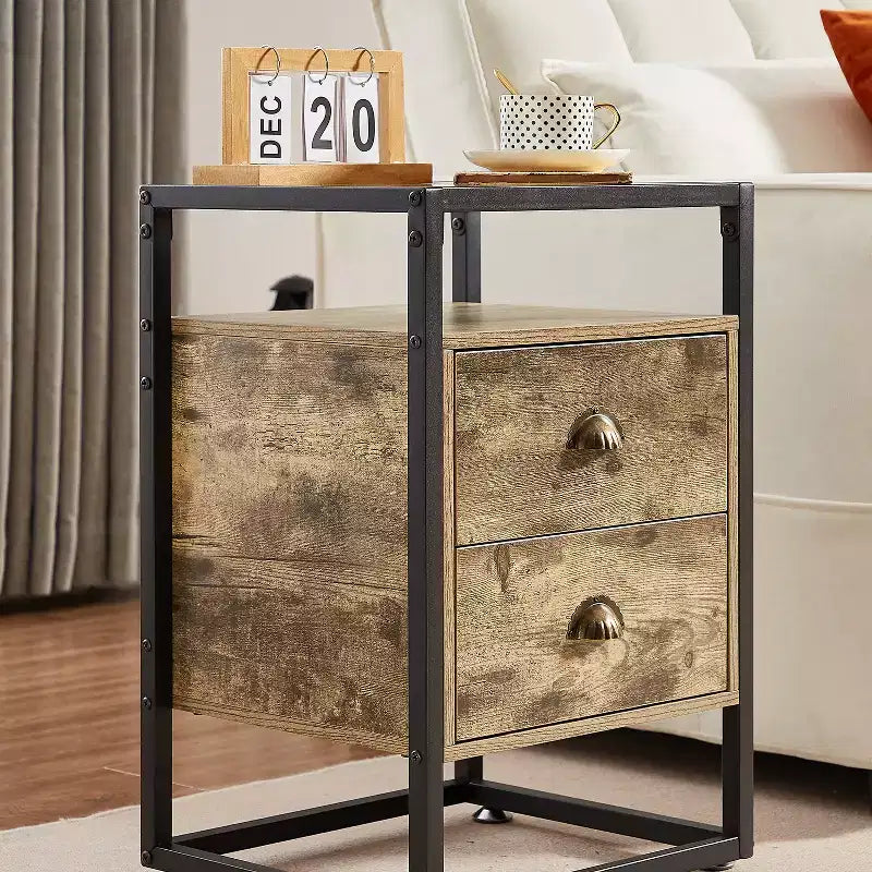 Table de chevet moderne, Table d'appoint avec tiroir pour salon ou chambre à coucher, Verre trempé, Gris