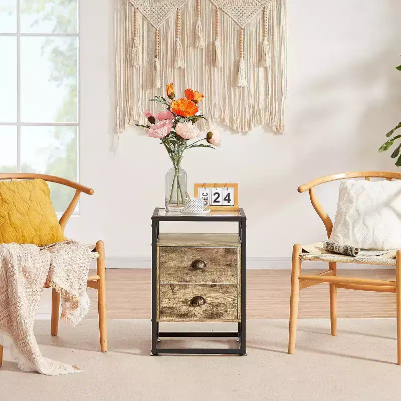 Table de chevet moderne, Table d'appoint avec tiroir pour salon ou chambre à coucher, Verre trempé, Gris