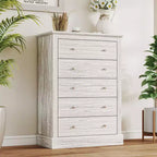 Commode de chambre de style rustique avec 5 tiroirs, 80 cm de large