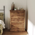 Commode de chambre de style rustique avec 5 tiroirs, 80 cm de large