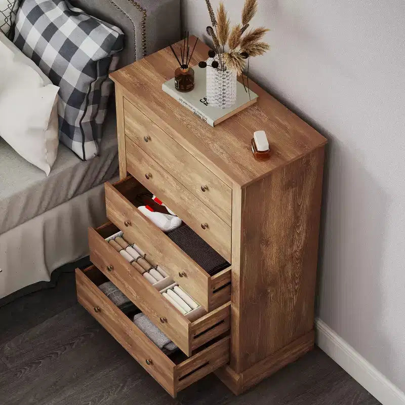 Farmhouse Dresser for Bedroom with 5 Drawers, 31 Wide Chest of Drawers