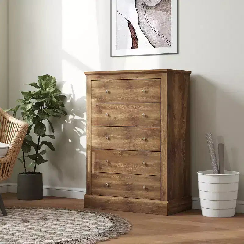 Farmhouse Dresser for Bedroom with 5 Drawers, 31 Wide Chest of Drawers