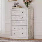 Commode de chambre de style rustique avec 5 tiroirs, 80 cm de large