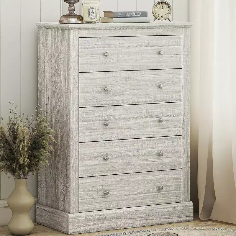 Farmhouse Dresser for Bedroom with 5 Drawers, 31 Wide Chest of Drawers