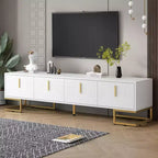 Meuble TV moderne pour téléviseurs jusqu'à 80 pouces, console multimédia avec armoires et étagères réglables
