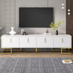 Meuble TV moderne pour téléviseurs jusqu'à 80 pouces, console multimédia avec armoires et étagères réglables