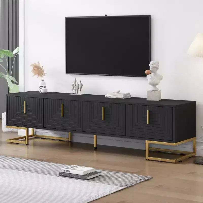 Meuble TV moderne pour téléviseurs jusqu'à 80 pouces, console multimédia avec armoires et étagères réglables