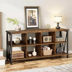 Meuble de rangement à cubes, étagère avec 8 compartiments C Table console de style rustique pour entrée, salon