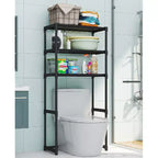 Armoire de rangement à placer au-dessus des toilettes - Étagère de salle de bain autoportante en métal à 3 niveaux, gain de place sans perçage, compatible avec la plupart des toilettes