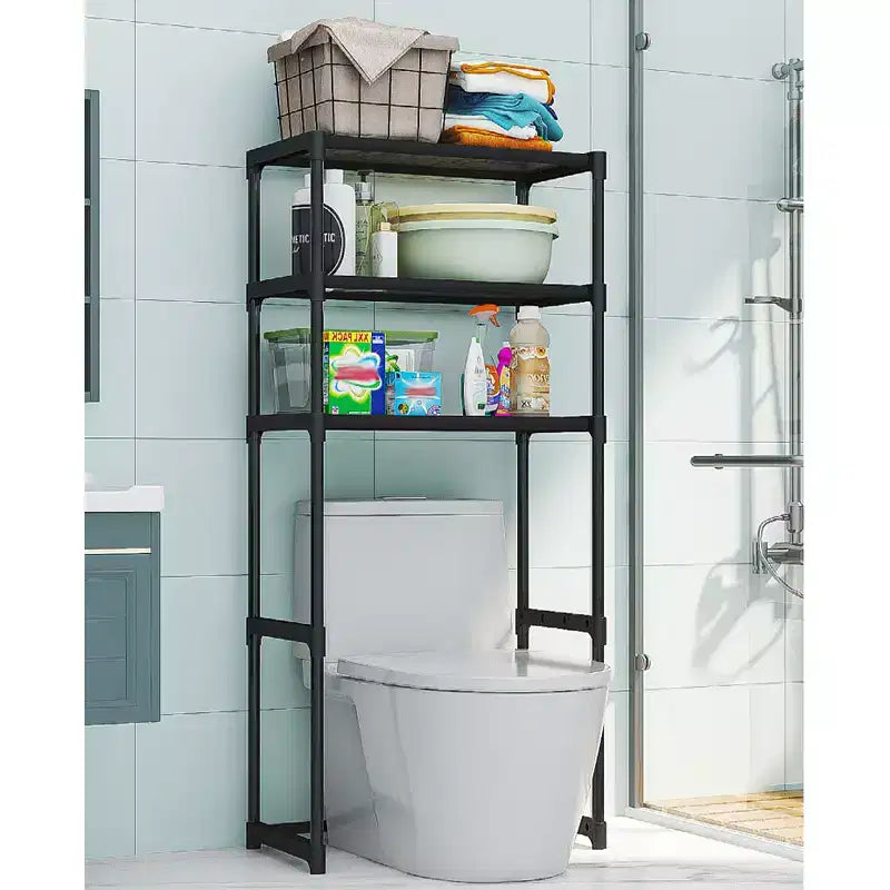 Armoire de rangement à placer au-dessus des toilettes - Étagère de salle de bain autoportante en métal à 3 niveaux, gain de place sans perçage, compatible avec la plupart des toilettes