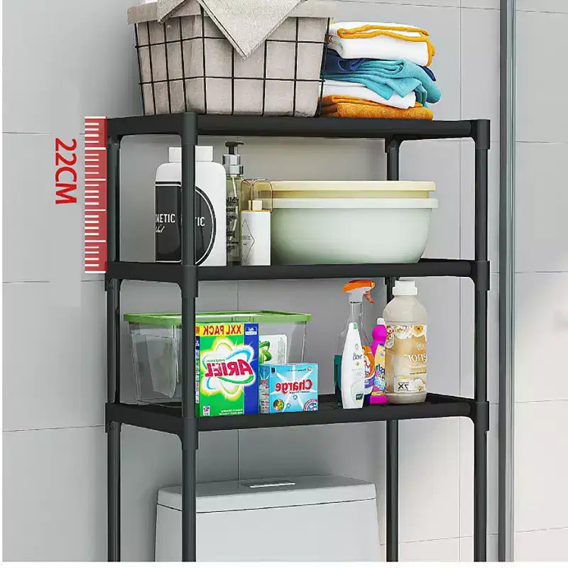 Armoire de rangement à placer au-dessus des toilettes - Étagère de salle de bain autoportante en métal à 3 niveaux, gain de place sans perçage, compatible avec la plupart des toilettes