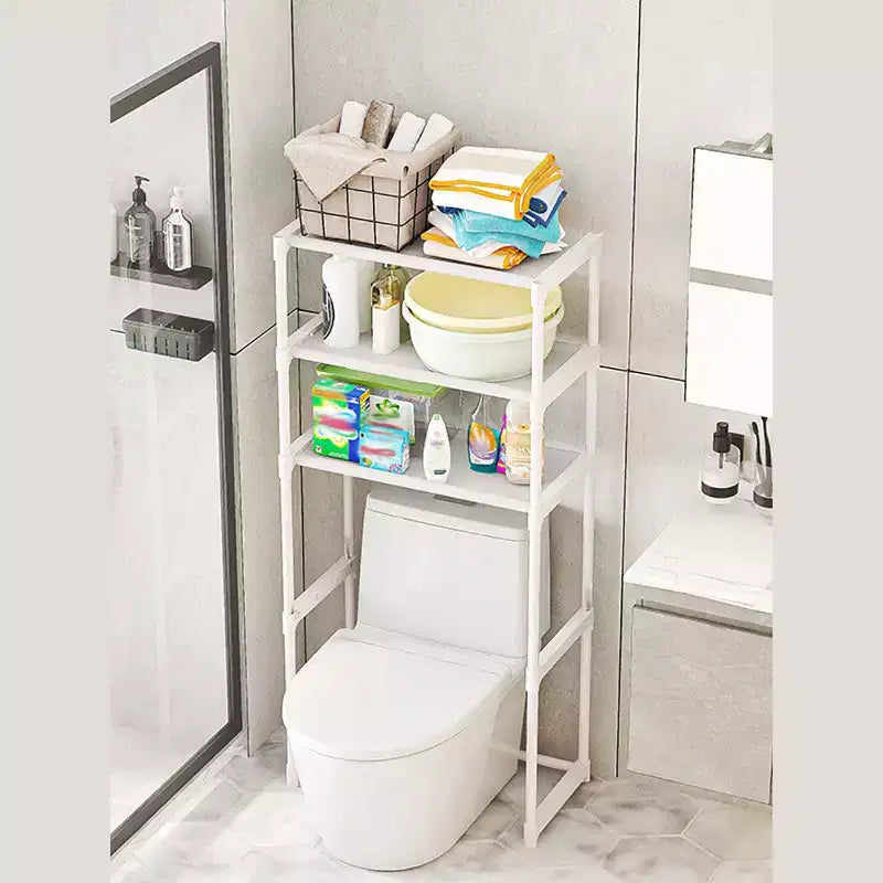 Armoire de rangement à placer au-dessus des toilettes - Étagère de salle de bain autoportante en métal à 3 niveaux, gain de place sans perçage, compatible avec la plupart des toilettes