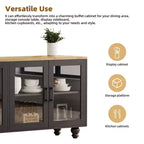 Meuble TV de style rustique pour téléviseurs jusqu'à 70 pouces, meuble de divertissement avec étagères et portes en verre trempé