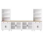 Meuble TV de style rustique pour téléviseurs jusqu'à 70 pouces, meuble de divertissement avec étagères et portes en verre trempé