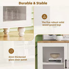 Meuble TV de style rustique pour téléviseurs jusqu'à 70 pouces, meuble de divertissement avec étagères et portes en verre trempé