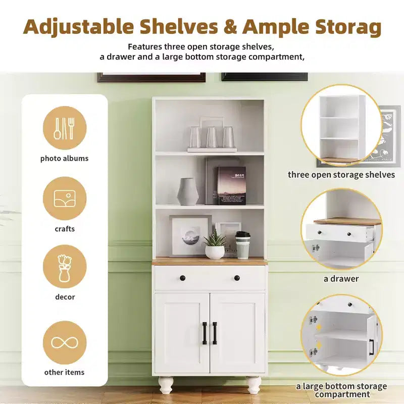 Meuble TV de style rustique pour téléviseurs jusqu'à 70 pouces, meuble de divertissement avec étagères et portes en verre trempé