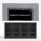 Buffet 31x62x16 avec 4 portes et rangement, Organisateur polyvalent pour cuisine, salon, Noir