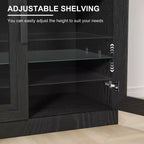 Buffet 31x62x16 avec 4 portes et rangement, Organisateur polyvalent pour cuisine, salon, Noir