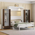 ModernLuxe Full/Queen Size Murphy Bed with Closet, Drawers & Table - Wall Bed for Small Spaces, White