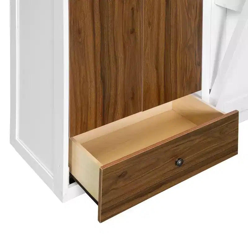 Lit escamotable Queen/Double avec placard, tiroirs et table - Lit mural pour petits espaces, blanc