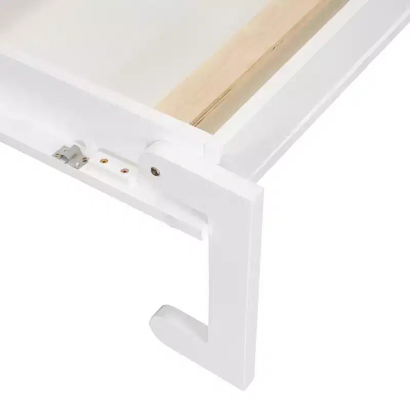 Lit escamotable Queen/Double avec placard, tiroirs et table - Lit mural pour petits espaces, blanc