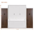 Lit escamotable Queen/Double avec placard, tiroirs et table - Lit mural pour petits espaces, blanc