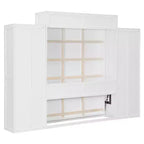 Lit escamotable Queen/Double avec placard, tiroirs et table - Lit mural pour petits espaces, blanc