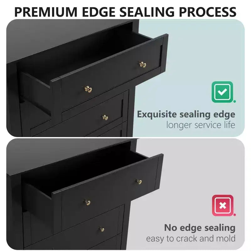 6 Chest of Drawer Dresser Storage Cabinet, Modern Wood Organizer TV Stand Console Table for Living Room, Entryway