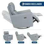 Fauteuil inclinable pivotant, fauteuil à bascule inclinable en cuir PU avec repose-pieds réglable et accoudoir incurvé, canapé inclinable moderne pour salon