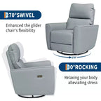 Fauteuil inclinable pivotant, fauteuil à bascule inclinable en cuir PU avec repose-pieds réglable et accoudoir incurvé, canapé inclinable moderne pour salon
