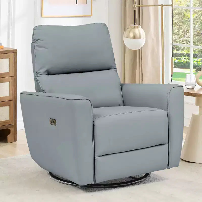 Fauteuil inclinable pivotant, fauteuil à bascule inclinable en cuir PU avec repose-pieds réglable et accoudoir incurvé, canapé inclinable moderne pour salon