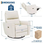 Fauteuil inclinable pivotant, fauteuil à bascule inclinable en cuir PU avec repose-pieds réglable et accoudoir incurvé, canapé inclinable moderne pour salon