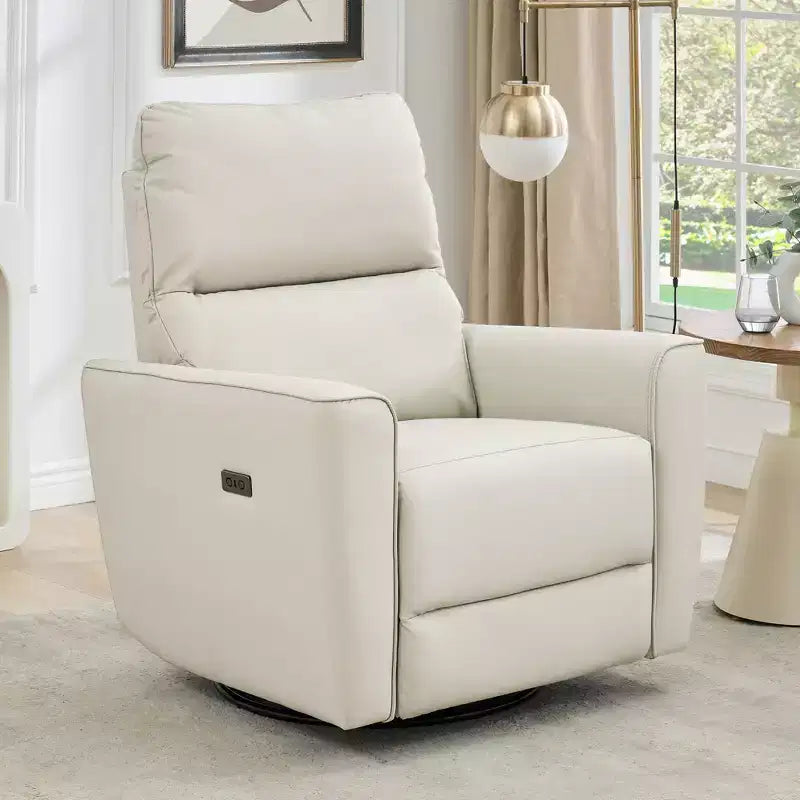 Fauteuil inclinable pivotant, fauteuil à bascule inclinable en cuir PU avec repose-pieds réglable et accoudoir incurvé, canapé inclinable moderne pour salon