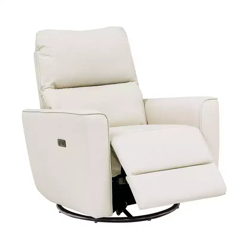 Fauteuil inclinable pivotant, fauteuil à bascule inclinable en cuir PU avec repose-pieds réglable et accoudoir incurvé, canapé inclinable moderne pour salon