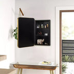 Armoire à pharmacie rectangulaire dorée avec miroir, 16 x 24 pouces