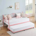 Acekool Twin Metal Daybed with Trundle, Heavy Duty Steel Slats, Headboard, Underbed Storage, Easy Assembly  White
