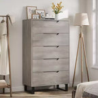 Freestanding Elegant Tall Storage Dressers with 5 Ample Drawer Space