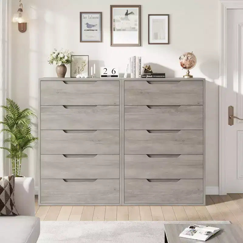Freestanding Elegant Tall Storage Dressers with 5 Ample Drawer Space
