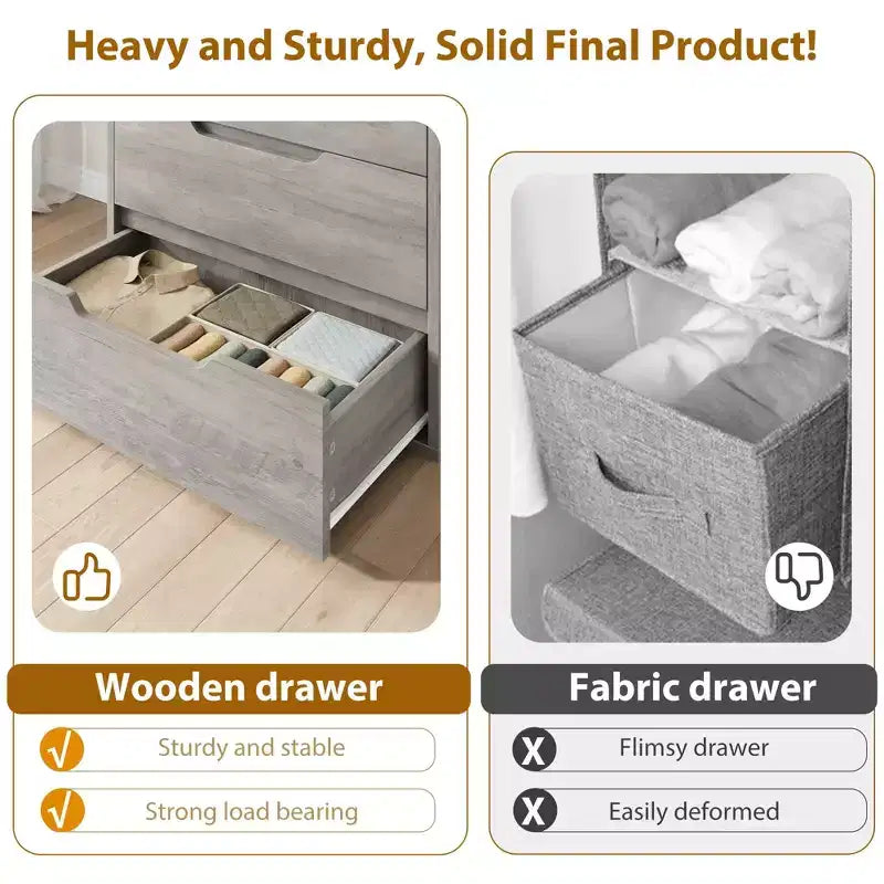 Commode haute autoportante élégante avec 5 grands tiroirs
